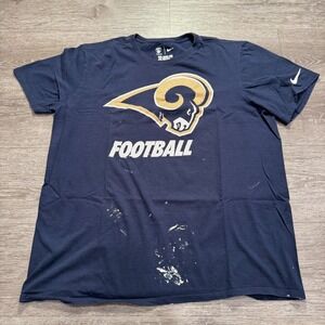 LA Rams Nike Shirt Adult‎ XL Blue NFL On Field Short Sleeve Tee Paint Splatter